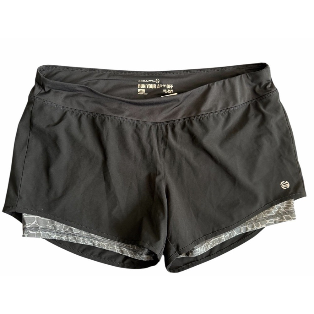 Jillian Michaels Impact Womens Running Shorts Black Lined Zip Pocket XXL 39x4